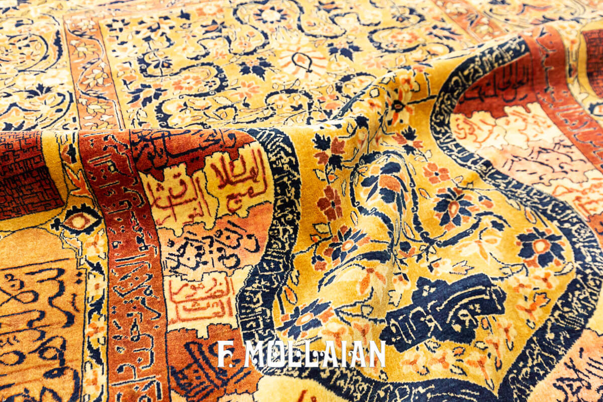 Tappeto Antico Firmato “Ghazan” Persiano Kashan (Lana Manchester) a fondo “Preghiera” n°:629039
